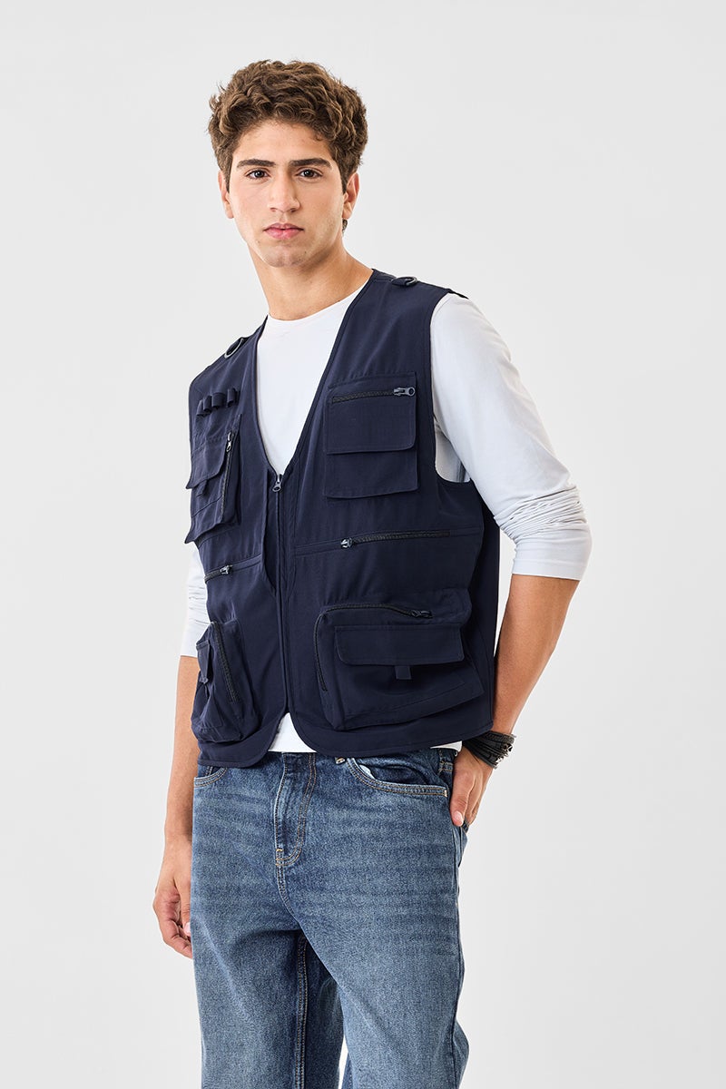 SNITCH Regular Fit Stretch Utility Gilet Jacket - Image 1